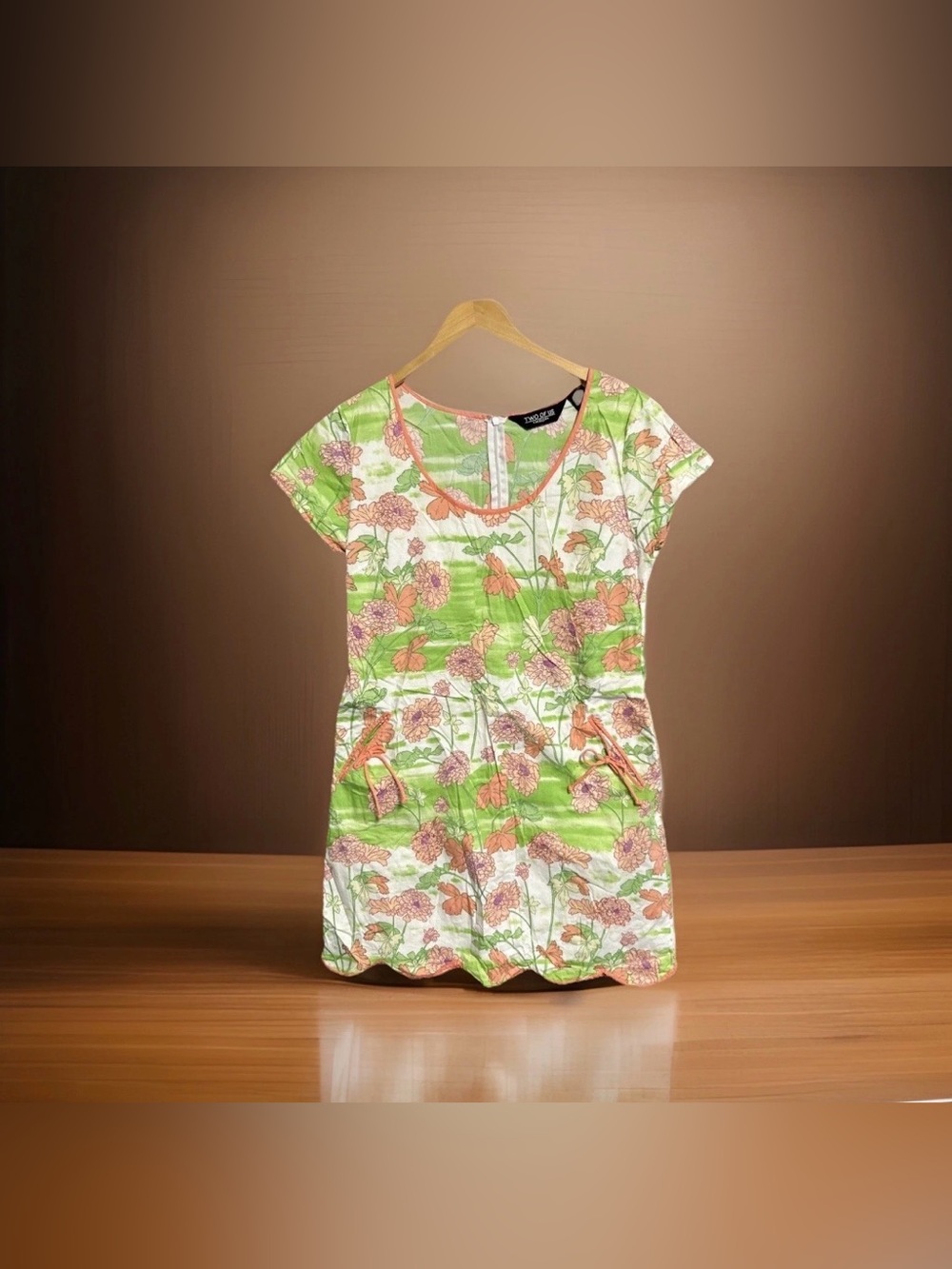 Two Of Us Floral Mini Dress Embroidered Sequins Retro Colorful Pockets Bows Boho